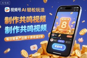 视频号AI轻松玩法，制作共鸣视频，每日简单产出数十条收益8张-天韵资源网