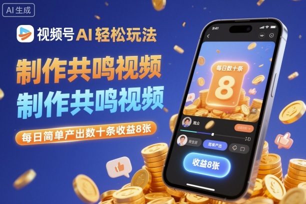 视频号AI轻松玩法,制作共鸣视频,每日简单产出数十条收益8张-天韵资源网