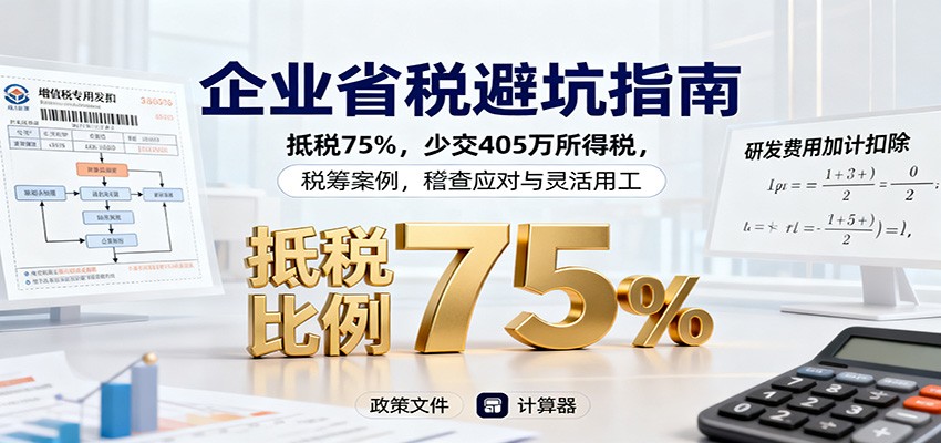 图片[1]-企业省税避坑指南：抵税75%，少交405万所得税，税筹案例，稽查应对与灵活用工-天韵资源网