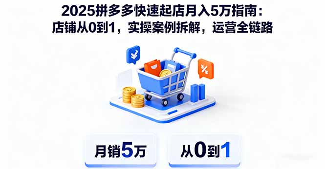 2025拼多多快速起店月入5万指南：店铺从0到1，实操案例拆解，运营全链路-天韵资源网