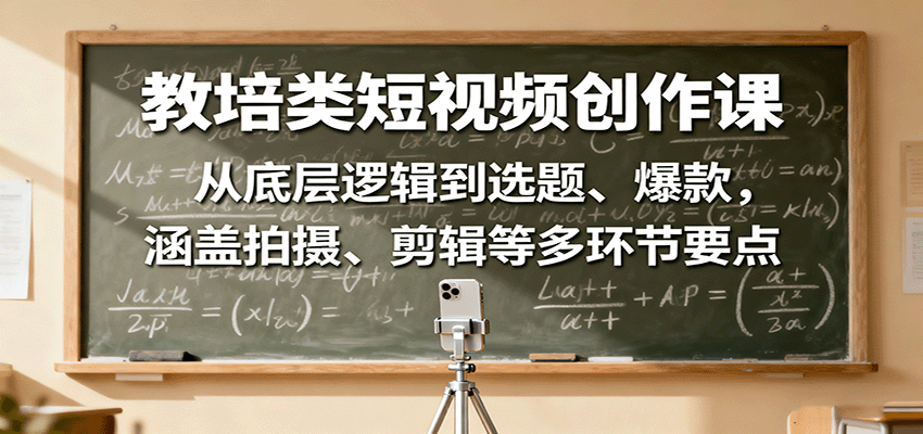 教培类短视频创作课：从底层逻辑到选题、爆款，涵盖拍摄、剪辑等多环节要点-天韵资源网