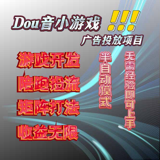 抖音小游戏广告推广项目，2025最新实测落地，单日收益300+-天韵资源网