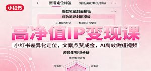 高净值IP变现课:小红书差异化定位,文案点赞成金, AI高效做短视频-天韵资源网
