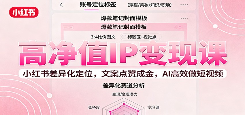 高净值IP变现课:小红书差异化定位,文案点赞成金, AI高效做短视频-天韵资源网