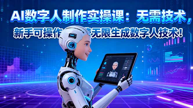 AI数字人制作实操课:无需技术,新手可操作,免费无限生成数字人技术!-天韵资源网