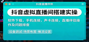 抖音虚拟直播间搭建实操、软件下载,手机连接,声卡连接,直播伴侣操作及问题排查-天韵资源网