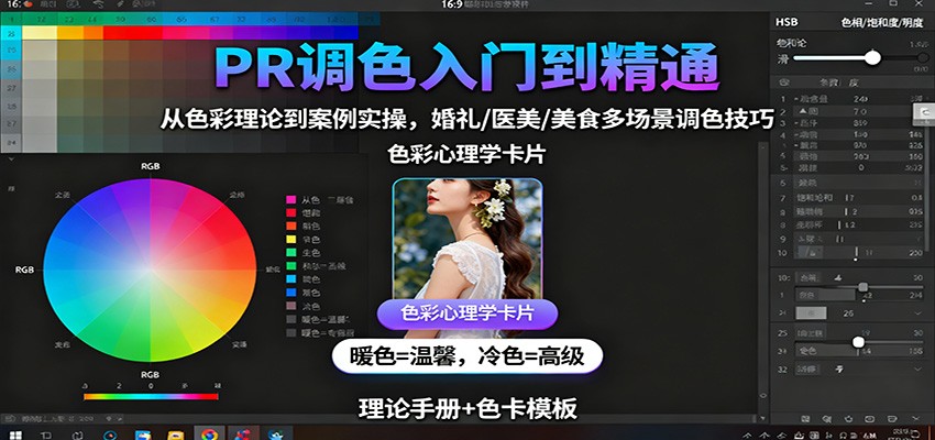 图片[1]-PR调色入门到精通：从色彩理论到案例实操，婚礼/医美/美食多场景调色技巧-天韵资源网