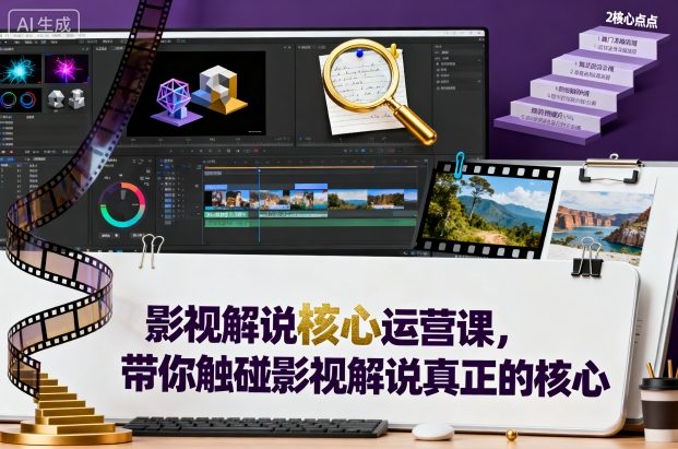 影视解说核心运营课，带你触碰影视解说真正的核心-天韵资源网