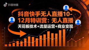 抖音快手无人直播10-12月特训营:无人直播天花板技术+流量运营+商业变现-天韵资源网