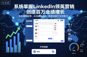 系统掌握LinkedIn领英营销，创造百万业绩增长，从思维到获客，从沟通到成交，系统化提升外贸能力-天韵资源网