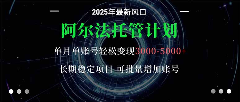 阿尔法托管计划 单账号月入3000-5000，长期稳定项目，新手小白轻松上手。-天韵资源网