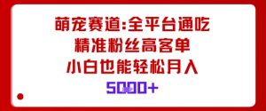 萌宠赛道，全平台通吃，精准粉丝高客单，小白也能轻松月入5k-天韵资源网