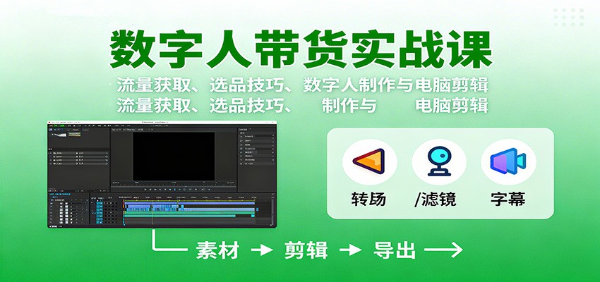 图片[1]-数字人变现实战课：流量获取、选品技巧、数字人制作与电脑剪辑-天韵资源网