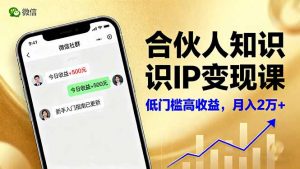 合伙人知识IP变现课，微信生态,内容创作与爆款打造,全网引流，新手月入2w+-天韵资源网