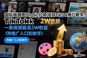 国际版醒图Hypic拉新项目TikTok推广教学，一条视频最高2W收益(附推广入口和教学)-天韵资源网