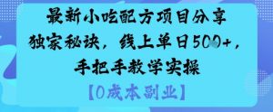 最新小吃配方项目分享独家秘诀，线上单日5张，手把手教学实操-天韵资源网