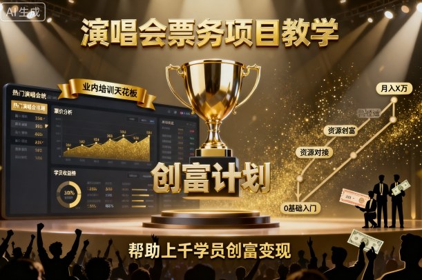 演唱会票务项目教学，业内培训天花板，帮助上千学员创富变现-天韵资源网