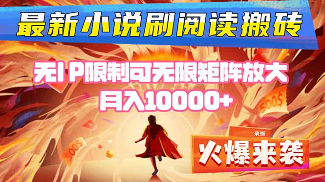 小说阅读搬砖单机每天收益200-400+ 无IP限制可无限矩阵放大 —-天韵资源网