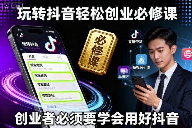 玩转抖音轻松创业必修课，创业者必须要学会用好抖音-天韵资源网