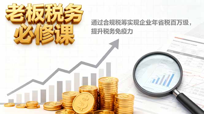 老板税务必修课,通过合规税筹实现企业年省税百万级,提升税务免疫力-天韵资源网
