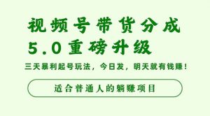 视频号带货分成5.0重磅升级,三天暴利起号玩法,今日发,明天就有钱赚...-天韵资源网