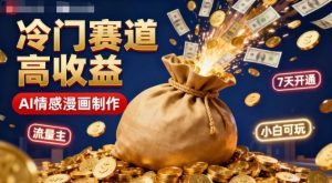 公众号冷门赛道，用AI做情感漫画，7天开通流量主，操作简单，小白可玩-天韵资源网