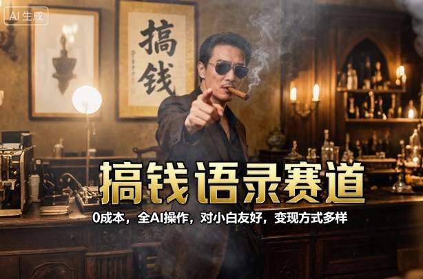 搞钱语录赛道，0成本，全AI操作，对小白友好，变现方式多样-天韵资源网