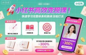 小红书高效变现课，快速学习小红书完整体系和具体落地打法-天韵资源网