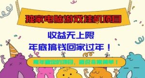独家电脑游戏挂G项目，常年稳定，收益无上限，年底搞钱回家过年【揭秘】-天韵资源网