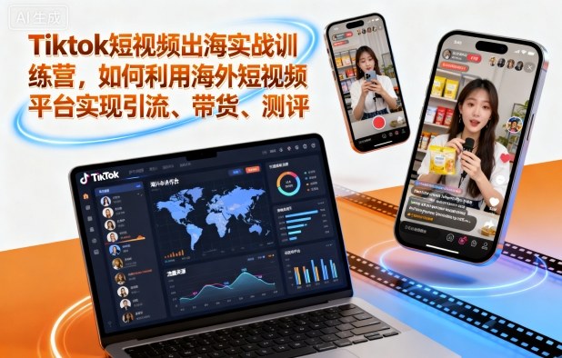 Tiktok短视频出海实战训练营，如何利用海外短视频平台实现引流、带货、测评-天韵资源网