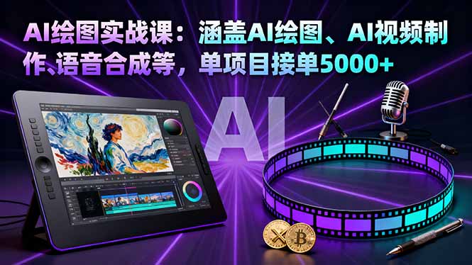 AI绘图实战课：涵盖AI绘图、AI视频制作、语音合成等，单项目接单5000+-天韵资源网
