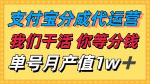 十月最强捡钱项目，支付宝分成代运营，我们干活，你等着分钱！单号月产...-天韵资源网