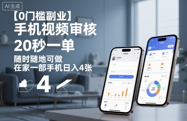 【0门槛副业】手机视频审核,20秒一单,随时随地可做,在家一部手机日入4张【揭秘】-天韵资源网