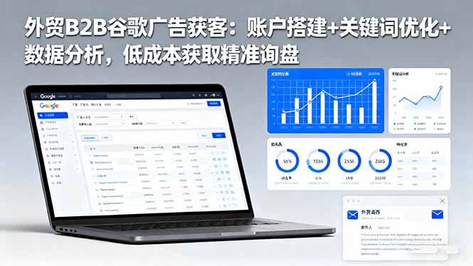 外贸B2B 谷歌广告获客:账户搭建+关键词优化+数据分析 低成本获取精准询盘-天韵资源网