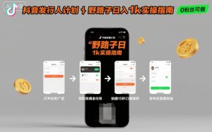 抖音发行人计划全新野路子玩法，随时随地，只要有手机，就能操作，日入1k+【揭秘】-天韵资源网