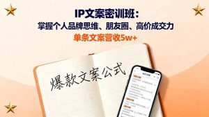 IP文案密训班：掌握个人品牌思维、朋友圈、高价成交力，单条文案营收5w+-天韵资源网