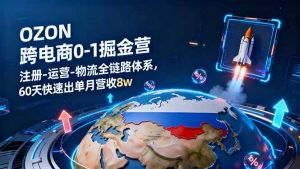OZON跨境电商0-1掘金营：注册-运营-物流全链路体系，60天快速出单月营收8w-天韵资源网