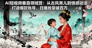 AI短视频垂直领域营：从古风育儿到情感动漫，打造爆款账号,日播放量破百万-天韵资源网