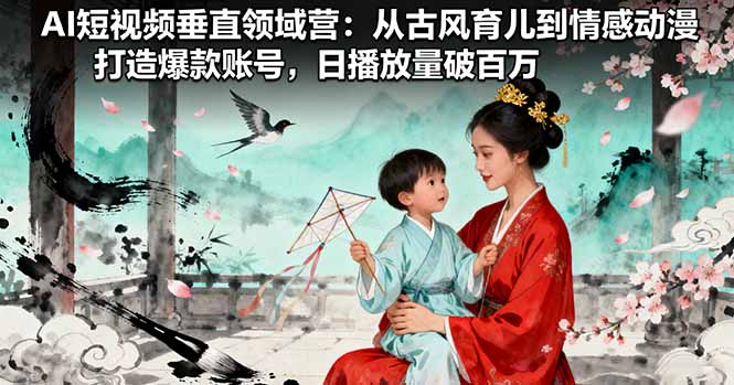 AI短视频垂直领域营：从古风育儿到情感动漫，打造爆款账号,日播放量破百万-天韵资源网