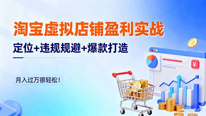 淘宝虚拟店铺盈利实战:定位+违规规避+爆款打造,月入过万很轻松!-天韵资源网