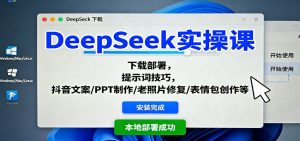 DeepSeek实操课:下载部署,提示词技巧,抖音文案/PPT制作/老照片修复/表情包创作等-天韵资源网
