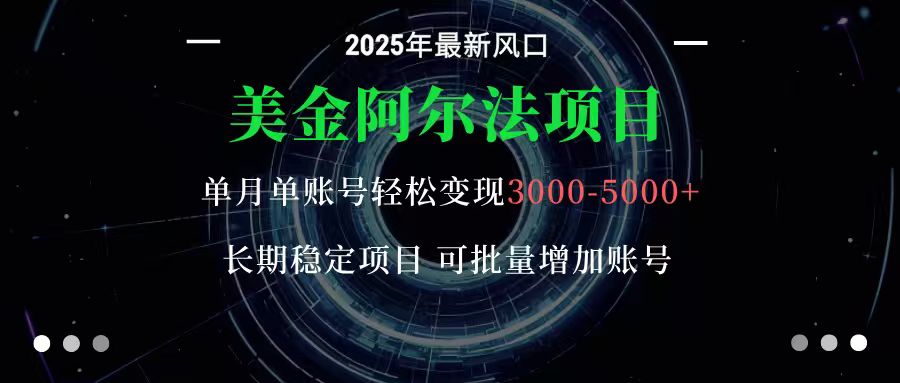 美金阿尔法项目：一部手机每天只需10分钟，轻松稳定赚美元-天韵资源网