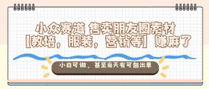 小众赛道售卖朋友圈素材【教培，服装，营销等】賺麻了，小白可做，甚至当天有可能出单-天韵资源网