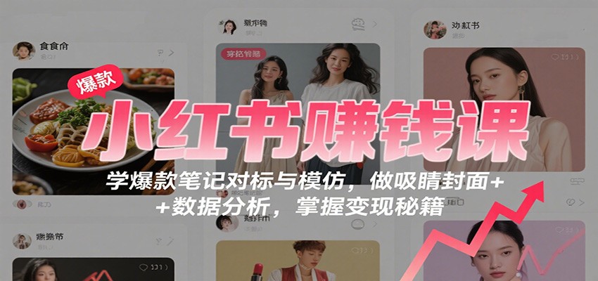 小红书赚钱课：学爆款笔记对标与模仿，做吸睛封面 + 数据分析，掌握变现秘籍-天韵资源网