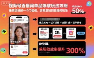 视频号直播间单品爆破玩法攻略，像素级拆解一个门槛低，容易复制到直播间玩法-天韵资源网