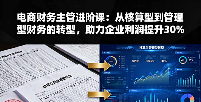 电商财务主管进阶课：从核算型到管理型财务的转型，助力企业利润提升30%-天韵资源网