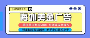 2025吃肉海外美金广告，单机单日变现500+，矩阵可无限放大，新手小白轻松上手-天韵资源网