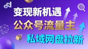 公众号流量主+私域网盘拉新，多方式变现，简单易上手，当天就有收益-天韵资源网