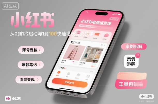 小红书电商运营课：从0到1冷启动与1到100快速增长实战教学-天韵资源网