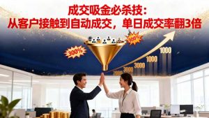 吸金成交营销必杀技：从客户接触到自动成交，单日成交率翻3倍-天韵资源网